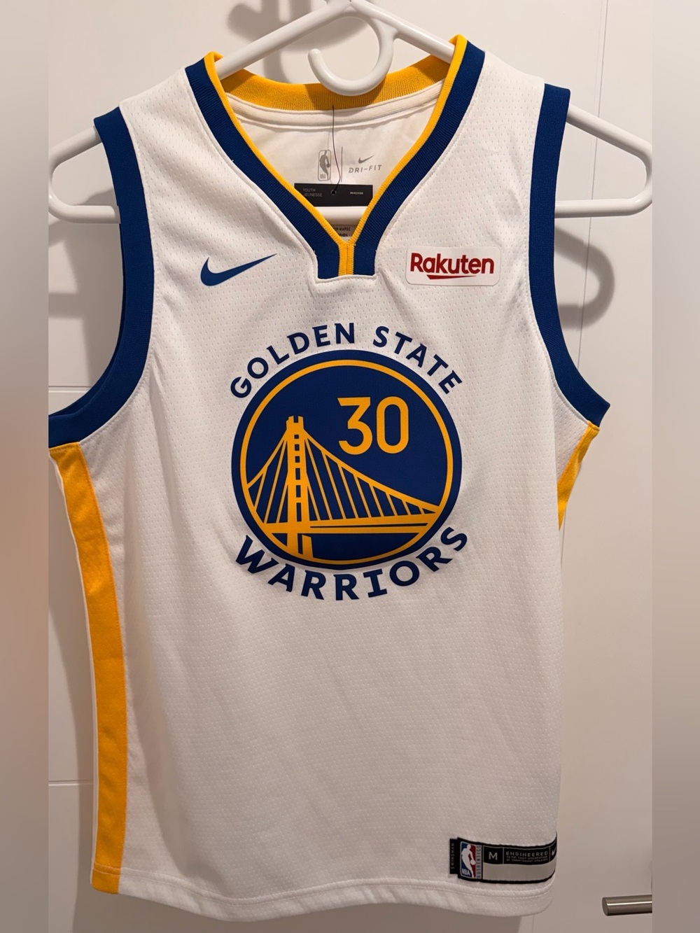 Nike White/Blue/Yellow Golden State Warriors #30 Jersey -
